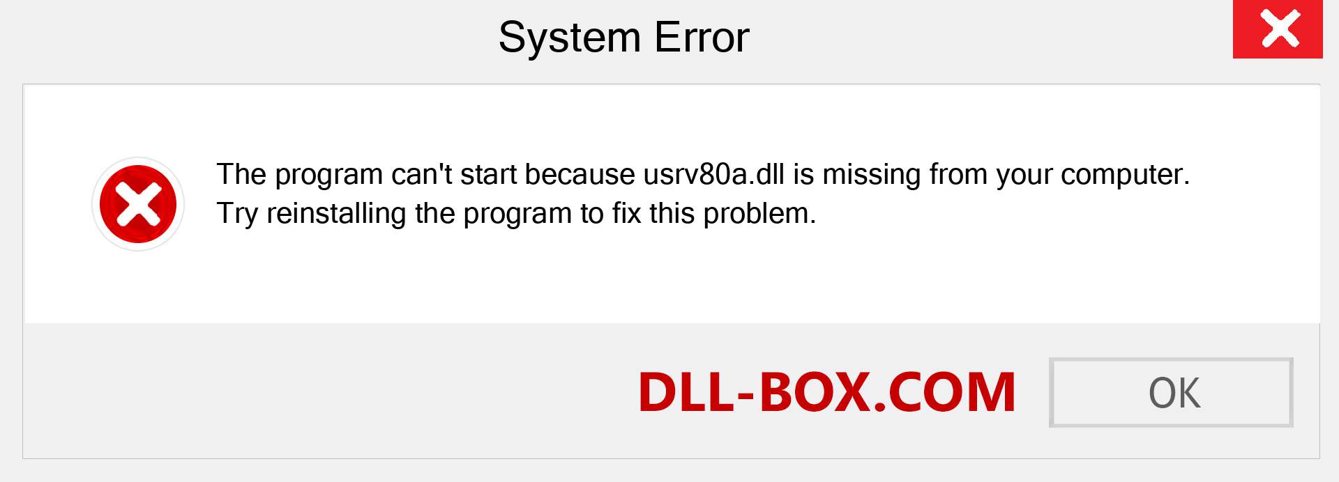  usrv80a.dll file is missing?. Download for Windows 7, 8, 10 - Fix  usrv80a dll Missing Error on Windows, photos, images